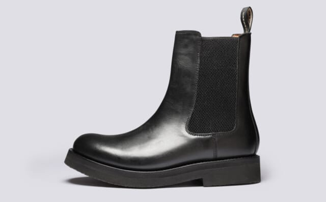Grenson Ziggy | Mens Chelsea Boots In Black Pull Up Leather