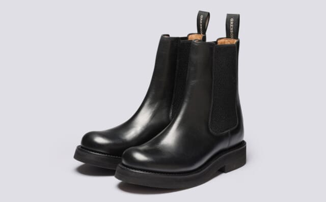grenson Zira | Womens Chelsea Boots in Black Pull Up Leather