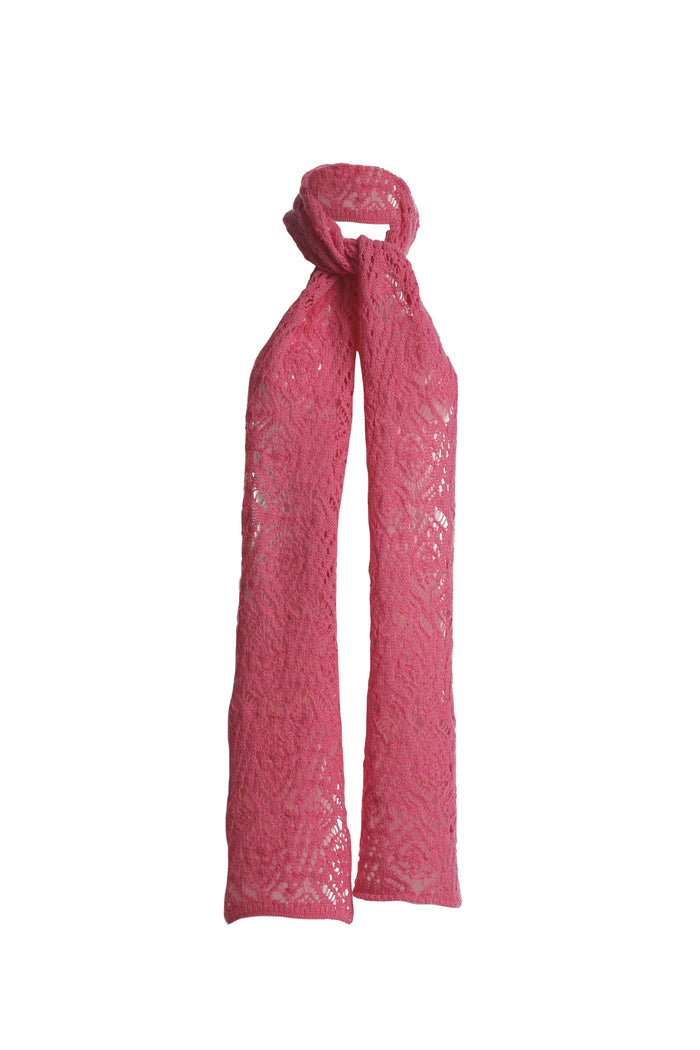 greta boldini CORTINA PINK CROCHET WOOL SCARF