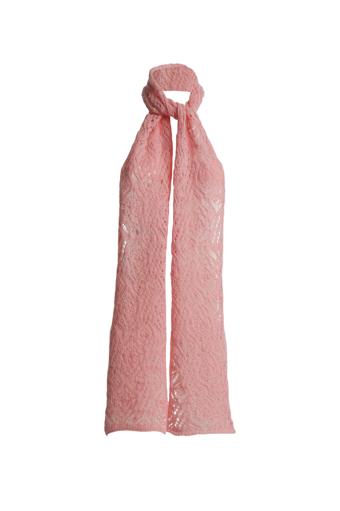greta boldini CORTINA SOFT PINK CROCHET WOOL SCARF