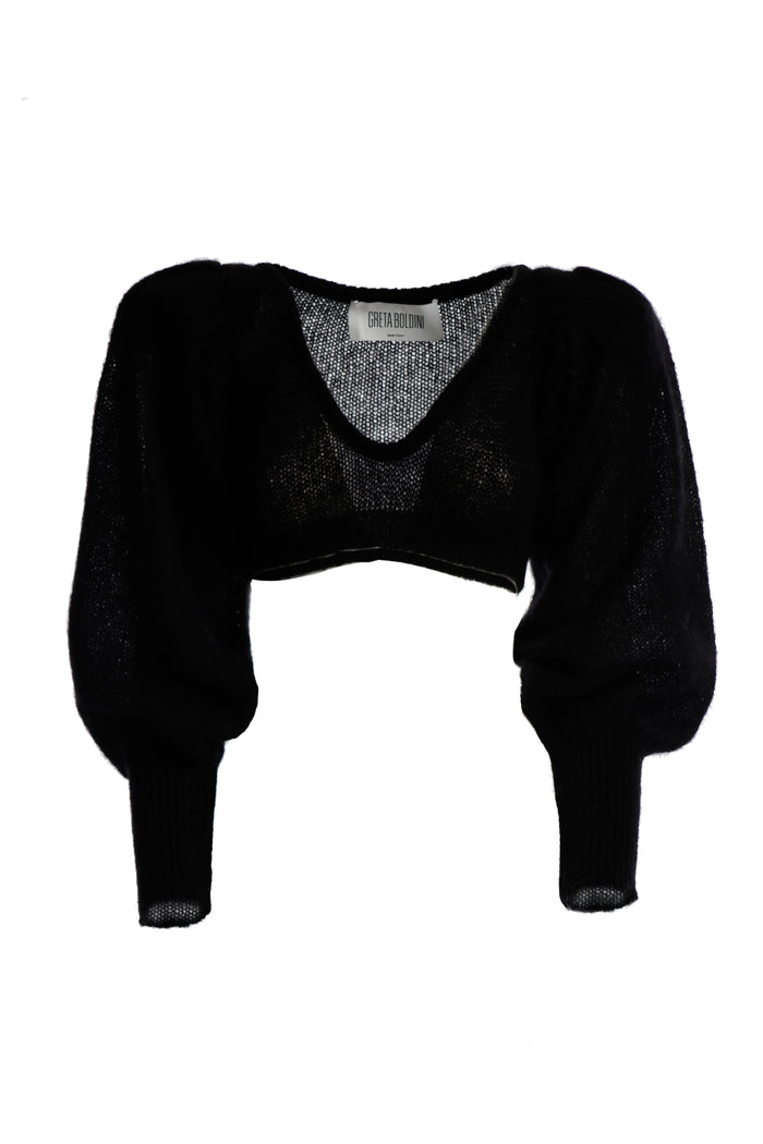greta boldini CUORICINO BLACK MOHAIR TOP