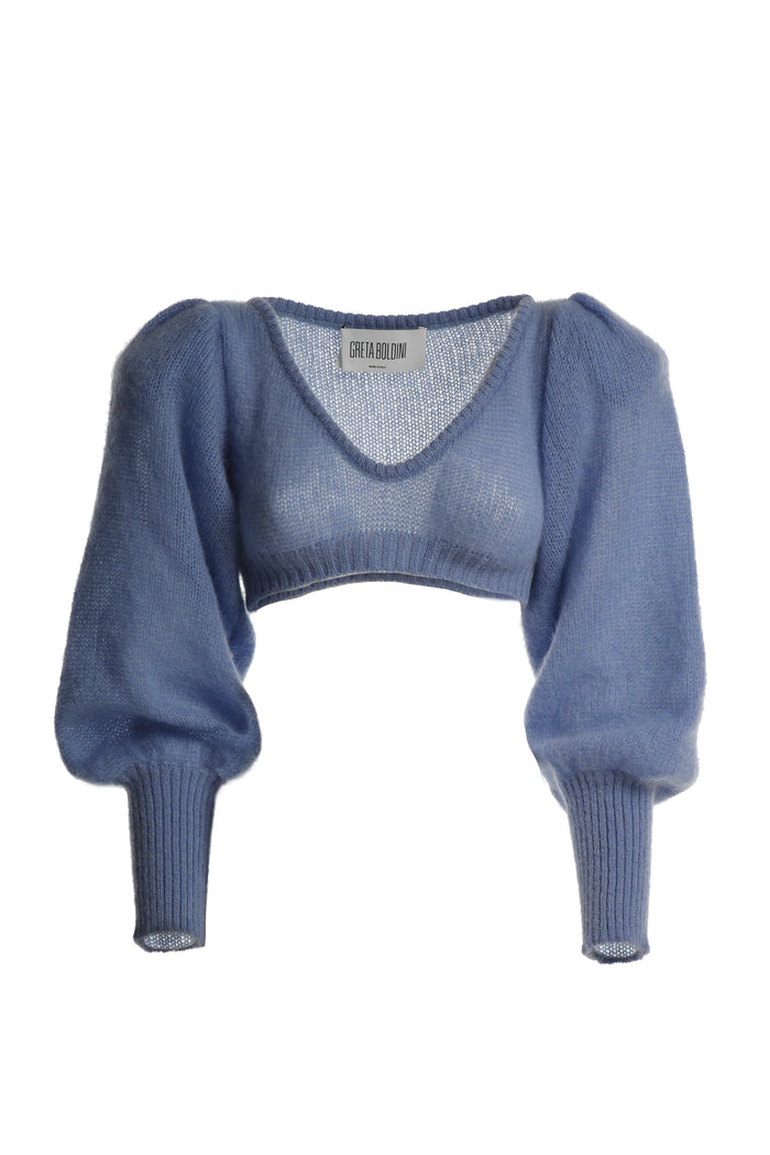greta boldini CUORICINO LIGHT BLUE MOHAIR TOP