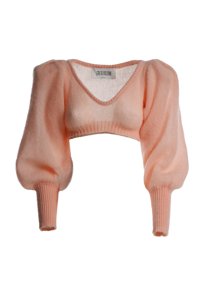 greta boldini CUORICINO SOFT PINK MOHAIR TOP