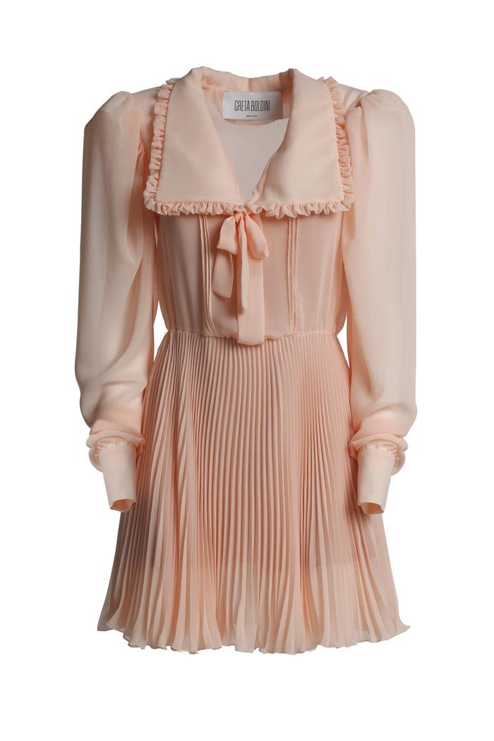 greta boldini FIOCCHETTO SOFT PINK SILK MINI DRESS