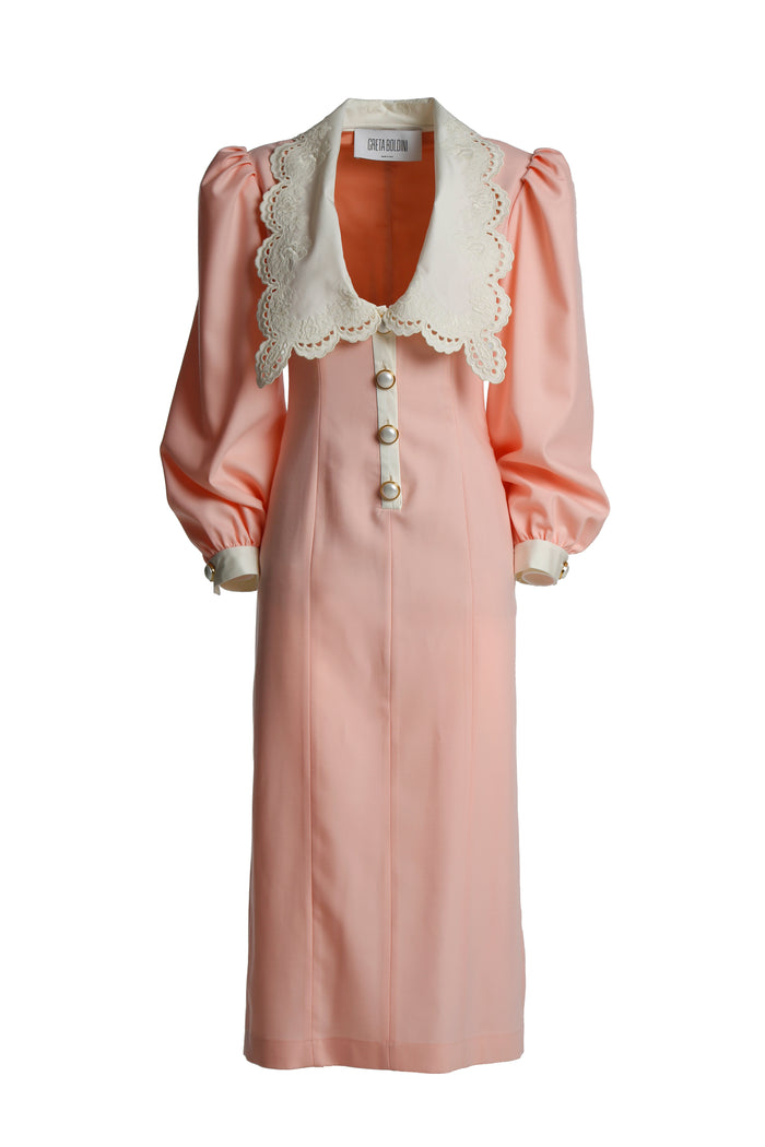 greta boldini LILIUM SOFT PINK MIDI DRESS