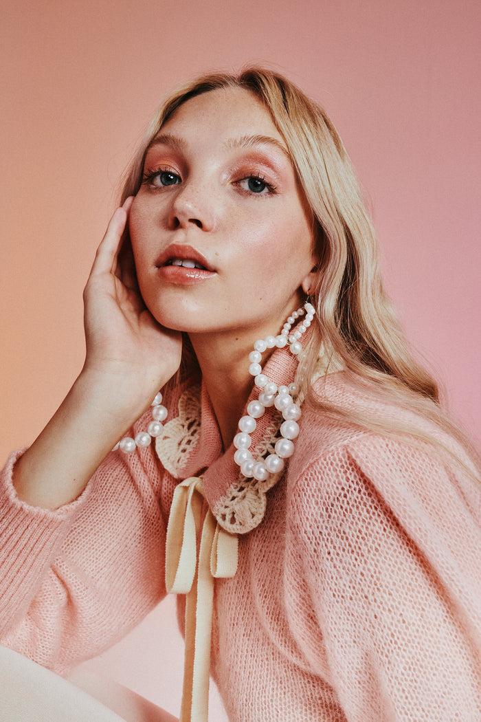 Greta Boldini LUNA SOFT PINK WOOL CARDIGAN