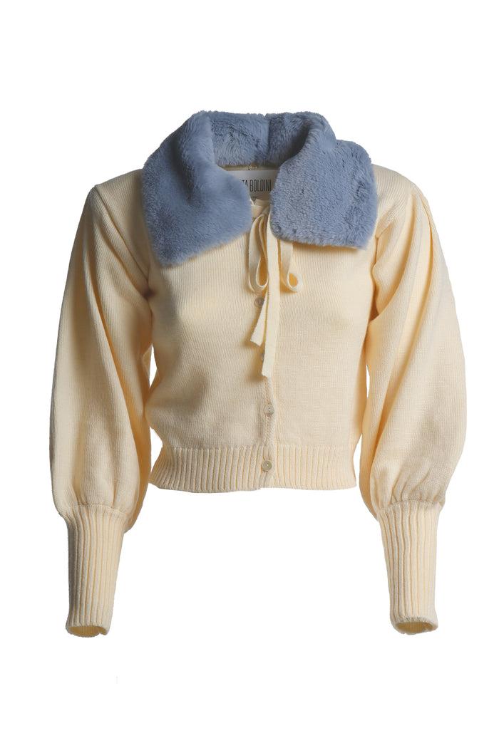 greta boldini MADELEINE IVORY WOOL CARDIGAN
