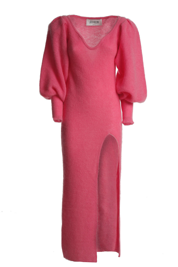 greta boldini MIRANDA PINK MOHAIR DRESS