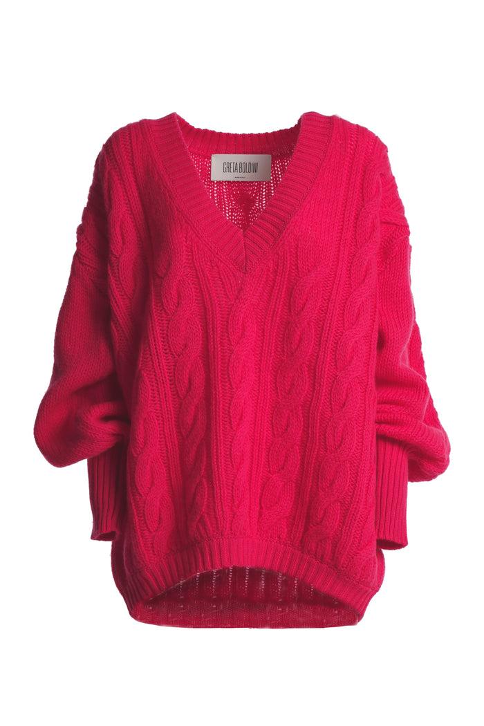 greta boldini PANETTONE FUCSIA WOOL MAXI SWEATER
