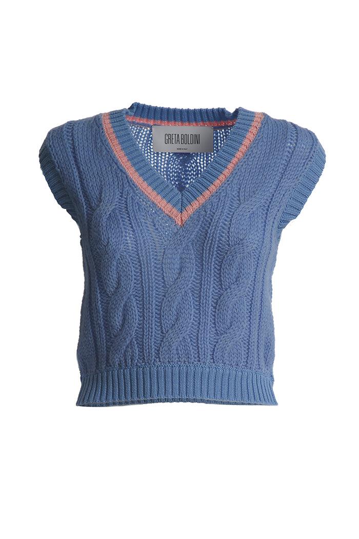 greta boldini PRALINA LIGHT BLUE WOOL VEST