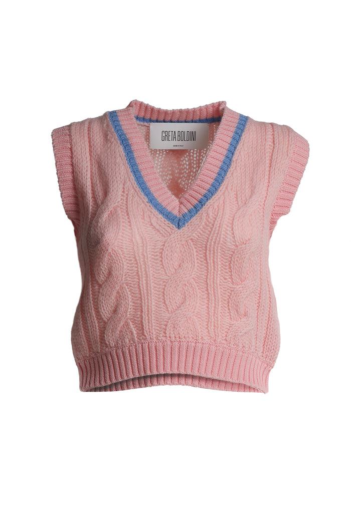 greta boldini PRALINA PINK WOOL VEST