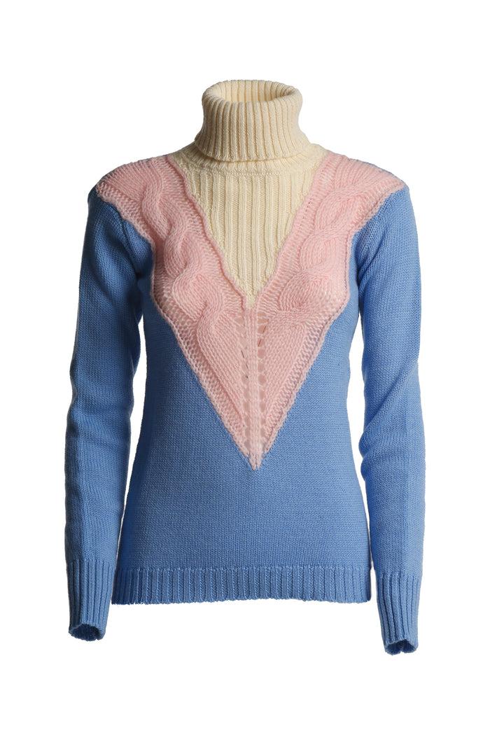 greta boldini SAINT MORITZ LIGHT BLUE WOOL SWEATER