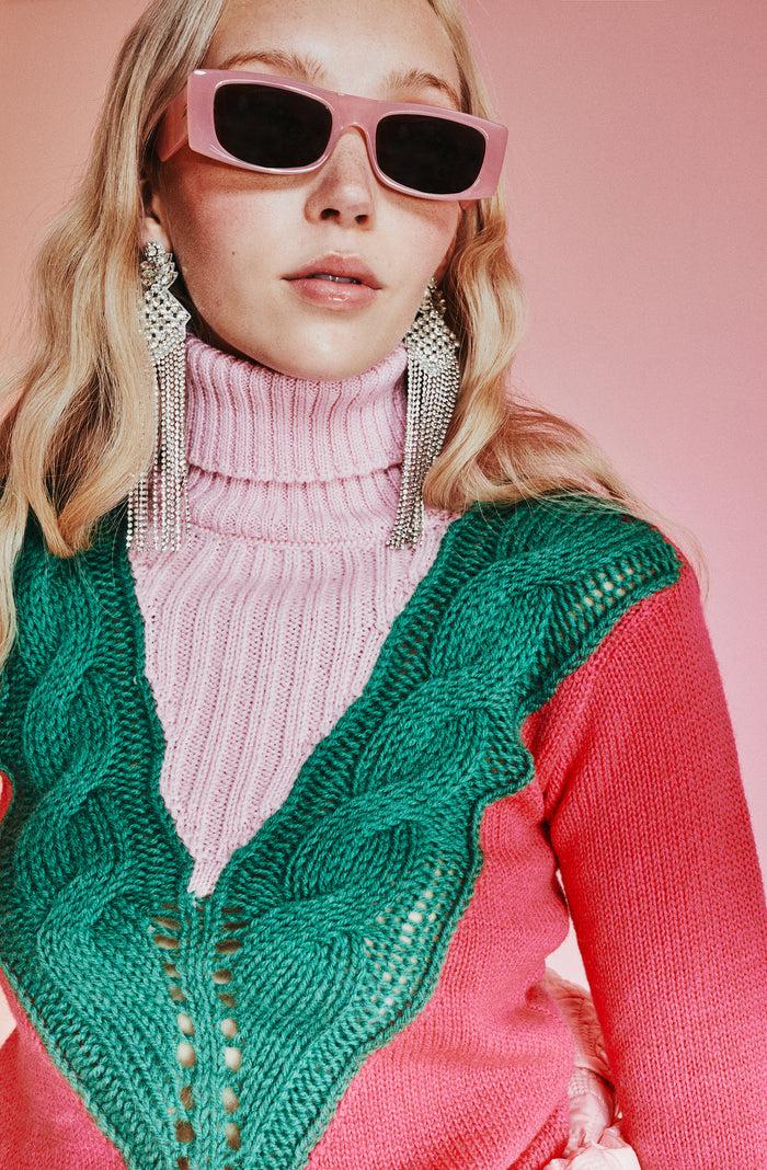 Greta Boldini SAINT MORITZ PINK WOOL SWEATER