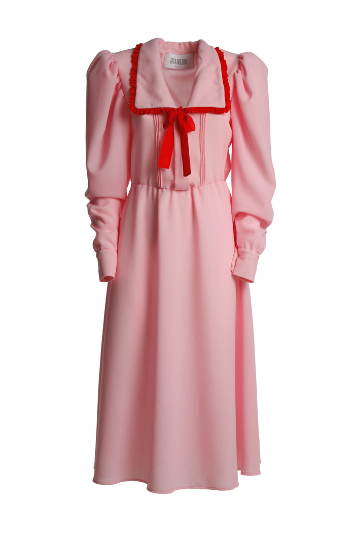 greta boldini SAKURA PINK WOOL MIDI DRESS