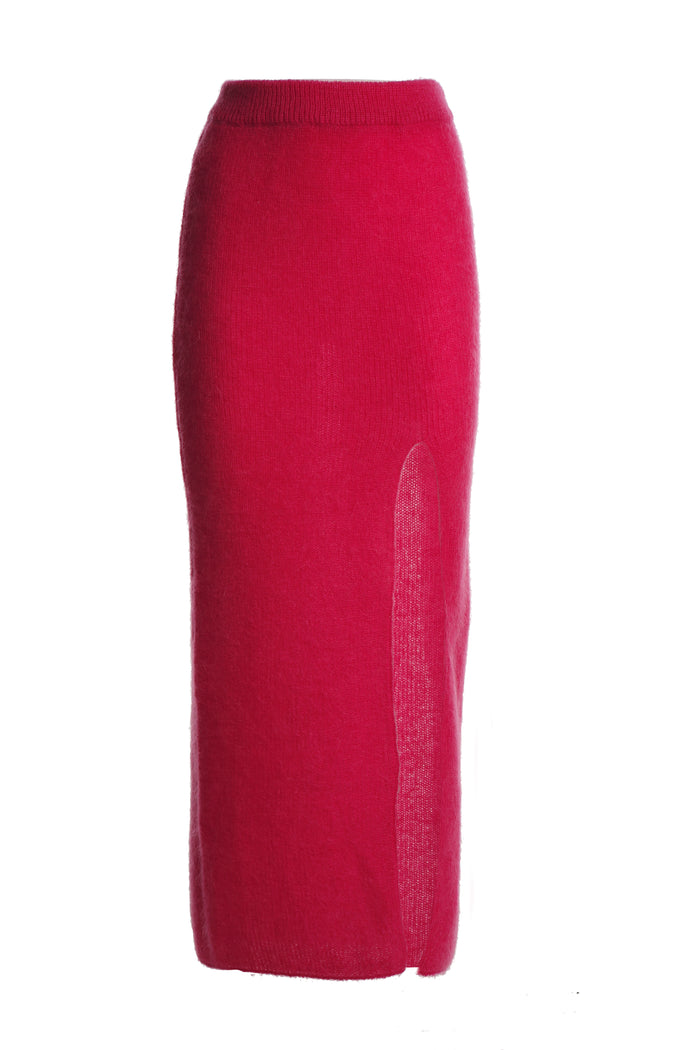 greta boldini SFOGLIATINA FUCSIA MOHAIR MIDI SKIRT
