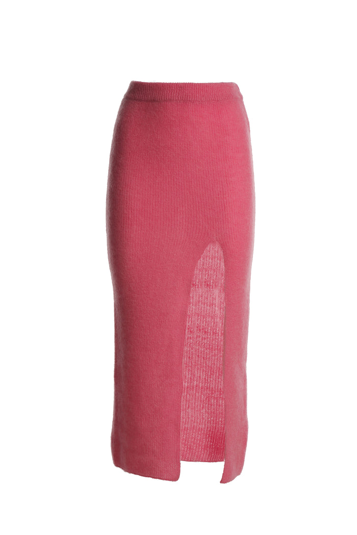greta boldini SFOGLIATINA PINK MOHAIR MIDI SKIRT