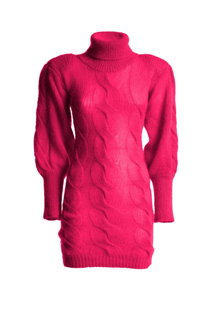 greta boldini STELLA FUCSIA MOHAIR MINI DRESS