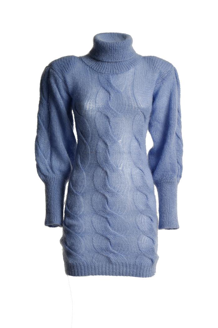 greta boldini STELLA LIGHT BLUE MOHAIR MINI DRESS