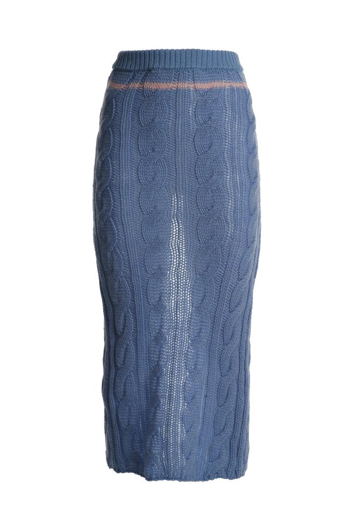 greta boldini PASTICCINO LIGHT BLUE WOOL MIDI SKIRT