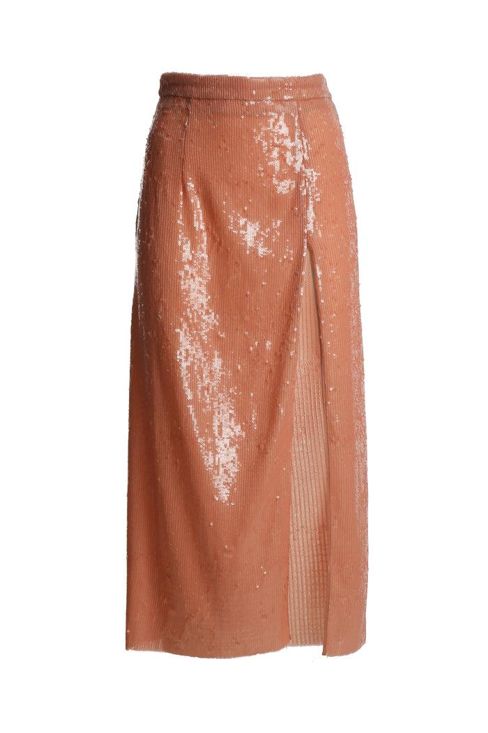 greta boldini PAVLOVA SOFT PINK PAILLETTES MIDI SKIRT