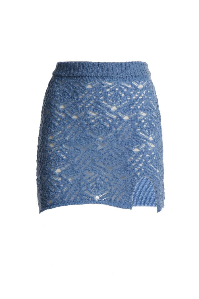greta boldini TORTINA LIGHT BLUE CROCHET MINI SKIRT