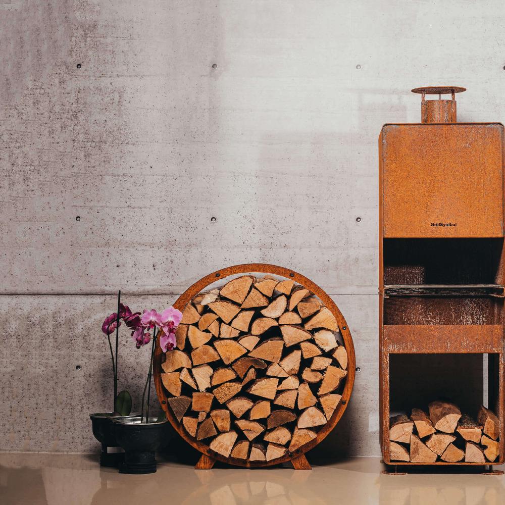Grillsymbol GrillSymbol Corten Steel Firewood Rack Bern ø 72 Cm