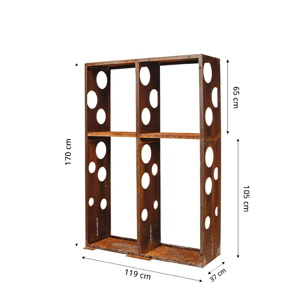 Grillsymbol GrillSymbol Corten Steel Firewood Rack WALL 119*37*170 Cm