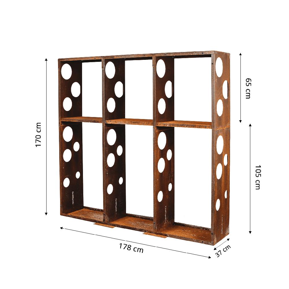 Grillsymbol GrillSymbol Corten Steel Firewood Rack WALL 178*37*170 Cm