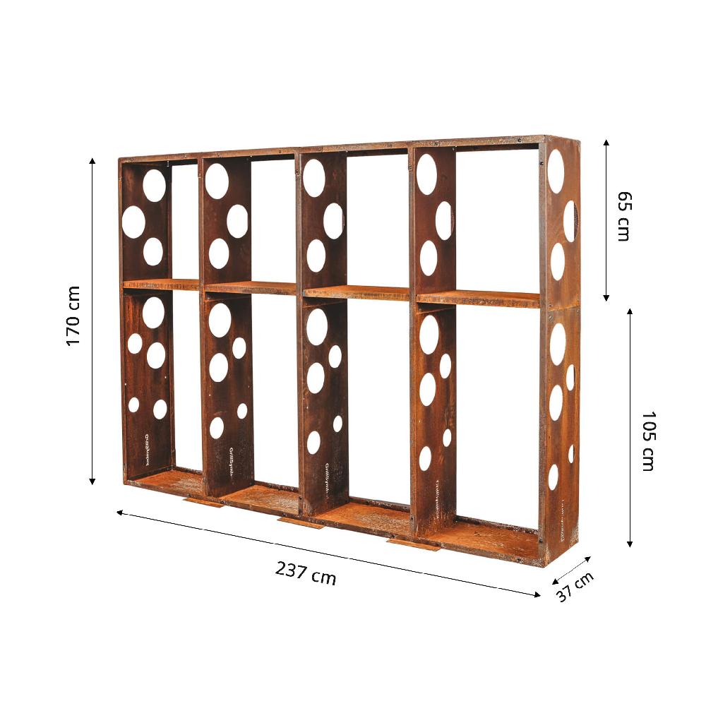 Grillsymbol GrillSymbol Corten Steel Firewood Rack WALL-L 237*37*170 Cm