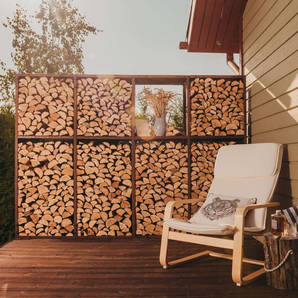 Grillsymbol GrillSymbol Corten Steel Firewood Rack WALL-L 237*37*170 Cm