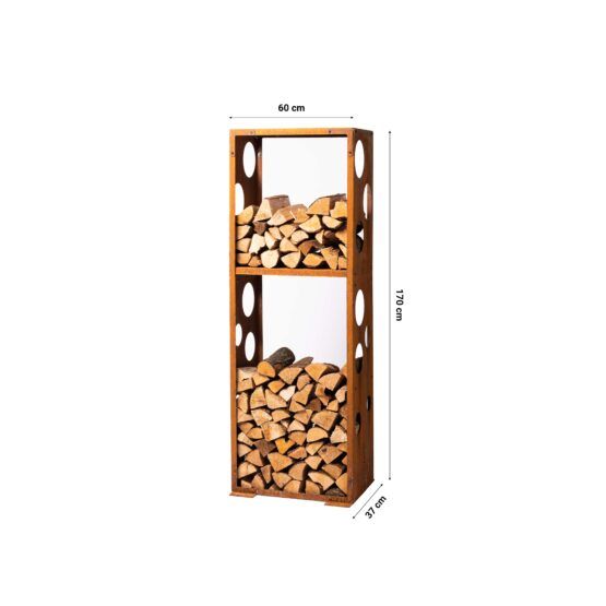 Grillsymbol GrillSymbol Corten Steel Firewood Rack WoodStock-L 60*37*170 Cm