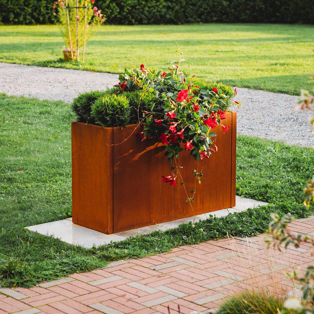 Grillsymbol GrillSymbol Corten Steel Planter Lilly Modular 110x37x65 Cm