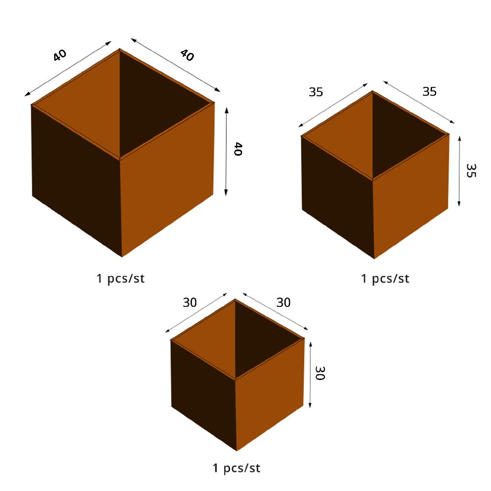 Grillsymbol GrillSymbol Corten Steel Planters Set Of 3 Fiora