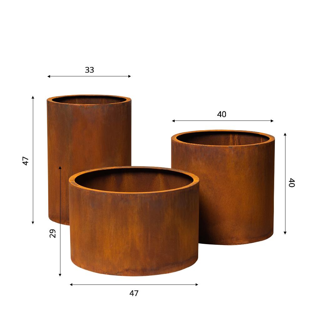 Grillsymbol GrillSymbol Corten Steel Planters Set Of 3 Little Sisters
