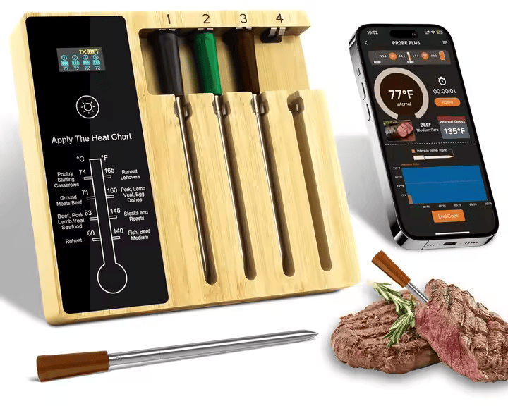 grillsymbol GrillSymbol Smart Wireless Meat Thermometer With 4 Probes