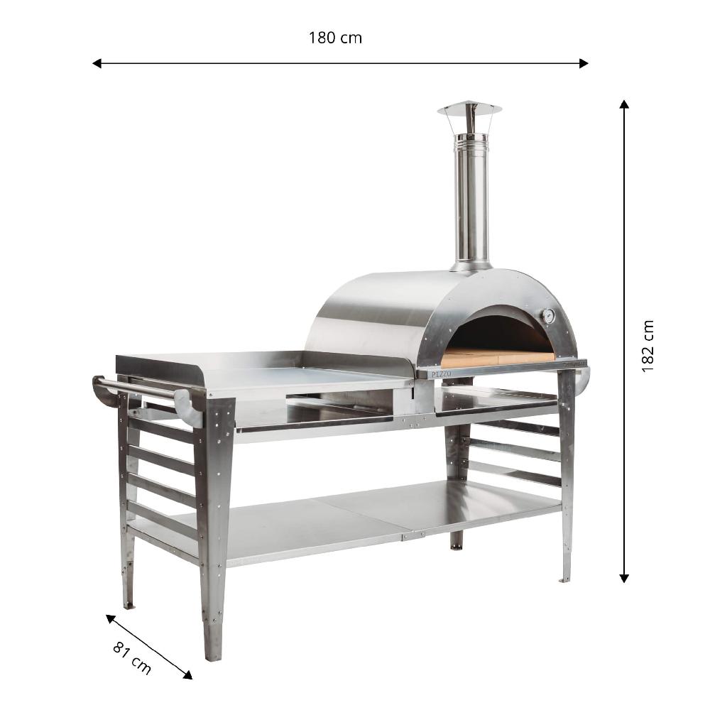 grillsymbol GrillSymbol Wood Fired Pizza Oven with Stand and Side Table Pizzo-XL-Set-inox SUPER PRICE grillsymbol GrillSymbol Wood Fired Pizza Oven with Stand and Side Table Pizzo-XL-Set-inox SUPER PRICE