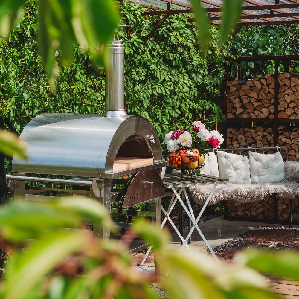 Grillsymbol GrillSymbol Wood Fired Pizza Oven With Stand Pizzo-set-inox