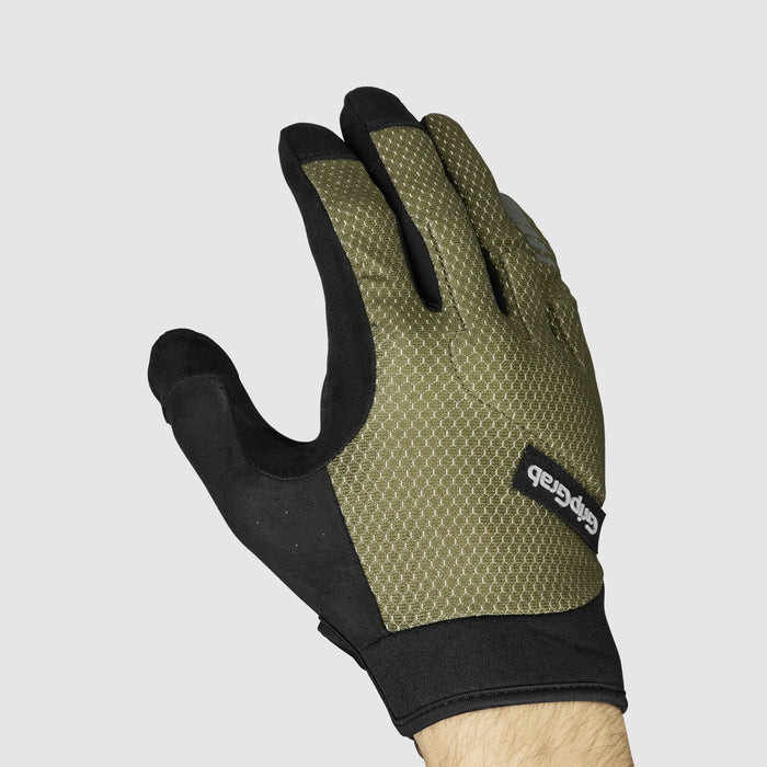 Gripgrab Descent InsideGrip™ Full Finger Summer Gloves Olive Green
