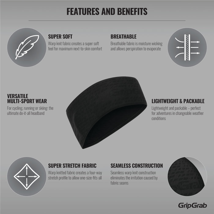Gripgrab Freedom Warp Knitted Seamless Headband Black