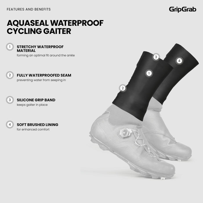 Gripgrab AquaSeal Waterproof Cycling Gaiter Black