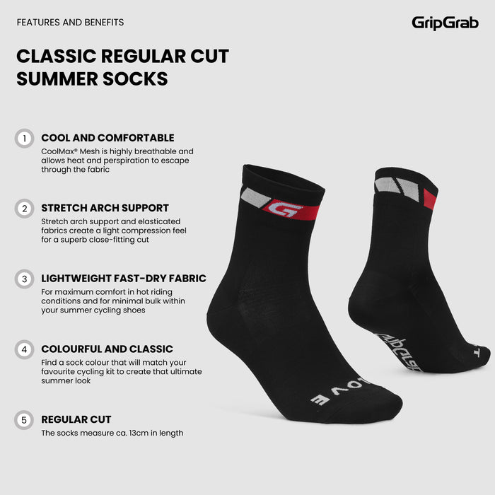 Gripgrab Classic Regular Cut Summer Socks Black