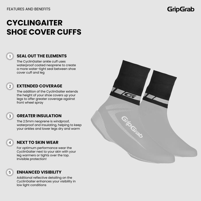 Gripgrab CyclinGaiter Shoe Cover Cuffs Black