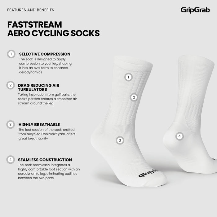 Gripgrab FastStream Aero Cycling Socks White