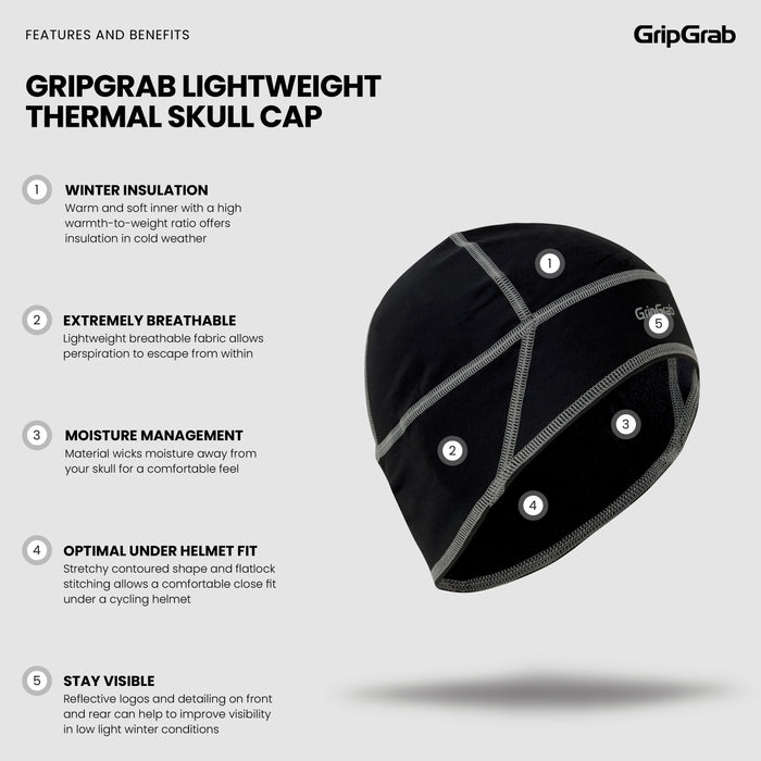 Gripgrab Kids' Thermal Winter Skull Cap Black