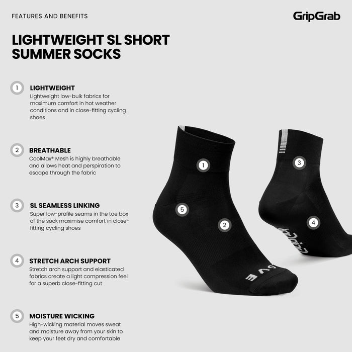 Gripgrab Lightweight SL Short Summer Socks Black