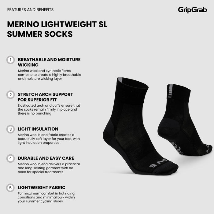 Gripgrab Merino Lightweight SL Summer Socks Black
