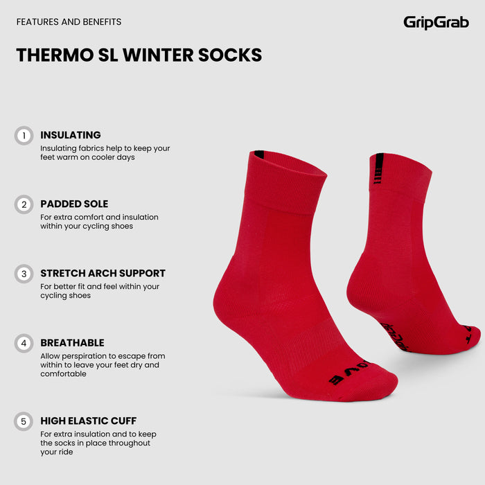 Gripgrab Thermo SL Winter Socks - Archive Red
