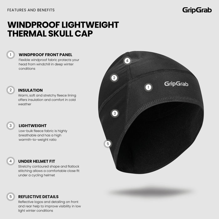 Gripgrab Thermo Windproof Winter Skull Cap Black