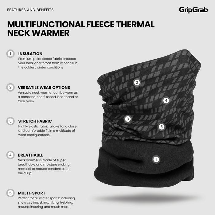 Gripgrab Multifunctional Fleece Thermal Neck Warmer Black