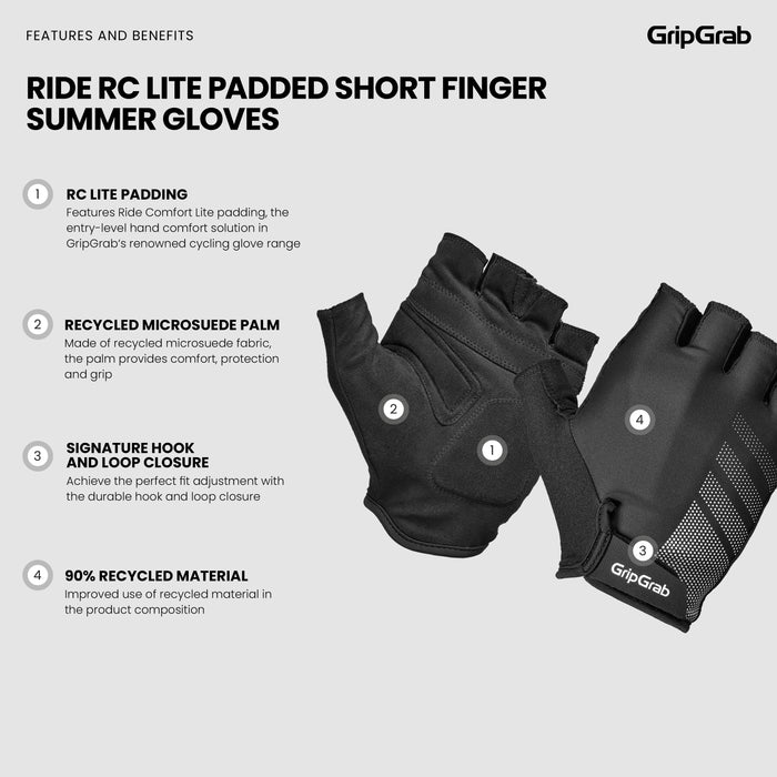 Gripgrab RIDE Lite Padded Short Finger Summer Gloves Navy Blue